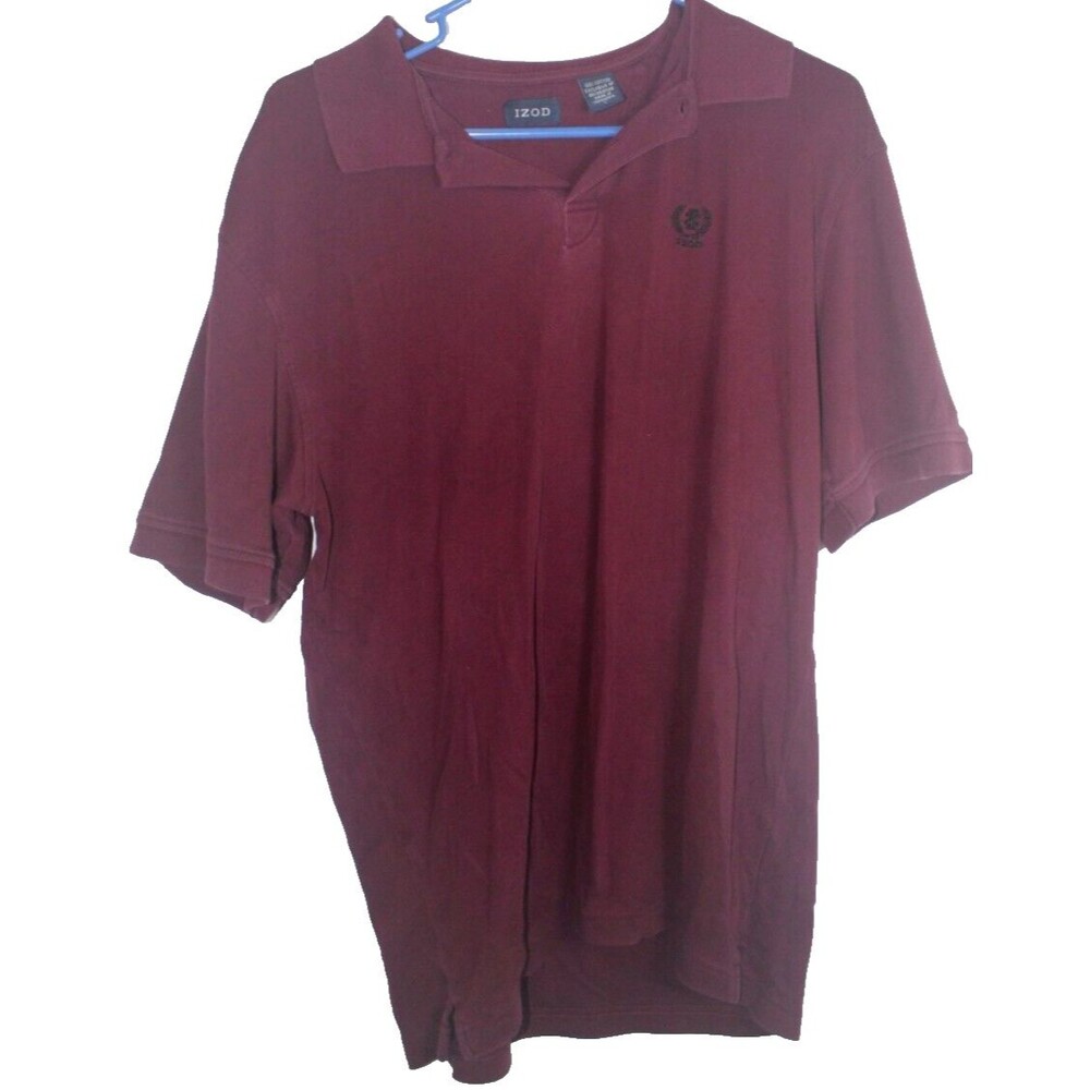 Izod, Men's, Burgundy, Short Sleeve Polo Shirt, Size Large L